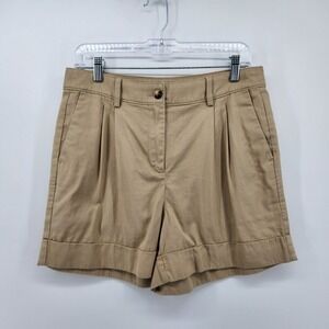 J.Crew Womens Pleated Cuffed Khaki Shorts Size 6‎ Beige Casual New With Tags